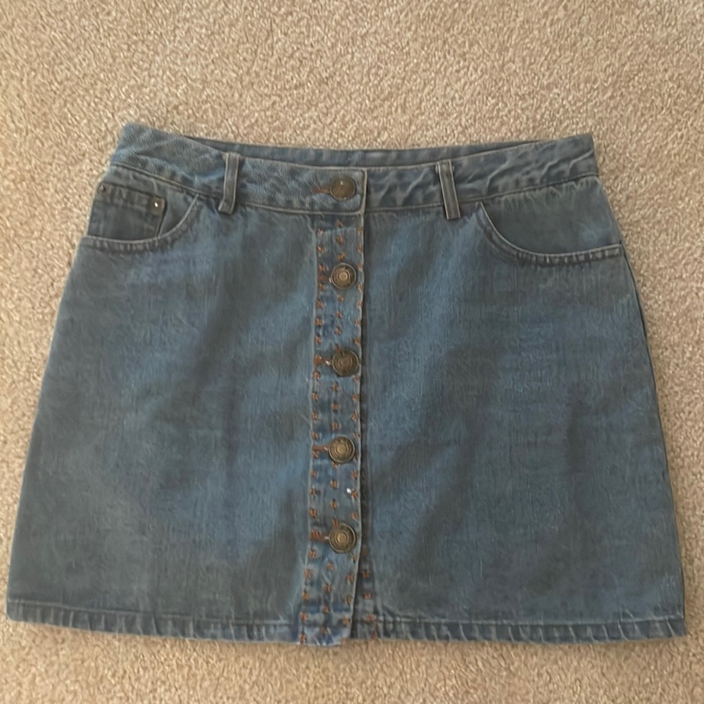 POL denim button skirt